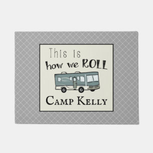 Cute Camping RV "This is How We Roll" Personalized Doormat