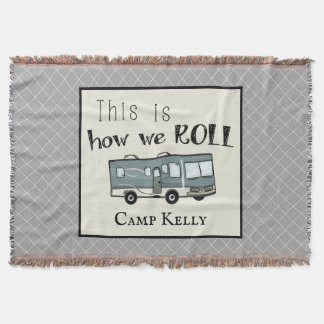 Cute Camping RV "This is How We Roll" Personalized Throw Blanket