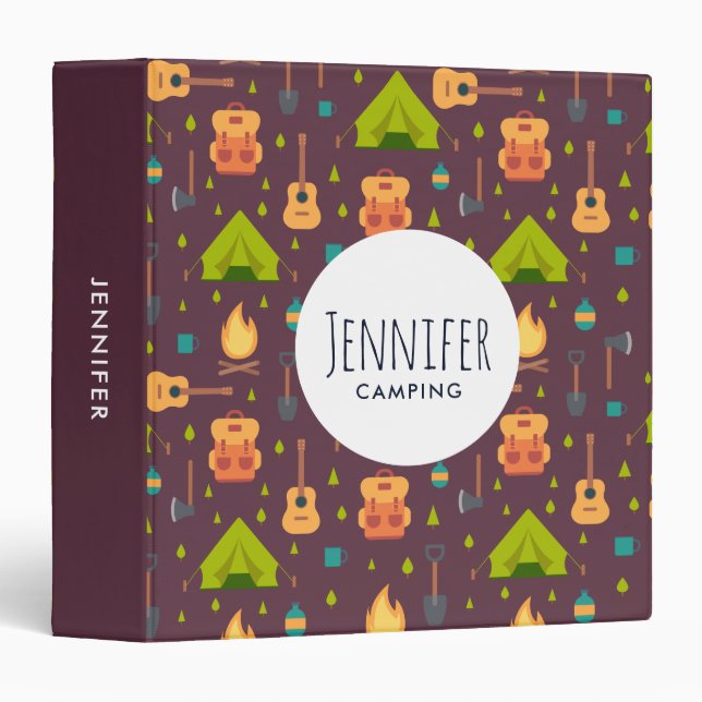 Cute Camping Themed Pattern Binder (Front/Spine)