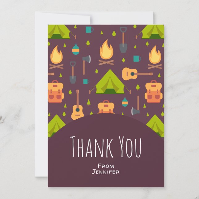 Cute Camping Themed Pattern Thank You (Front)
