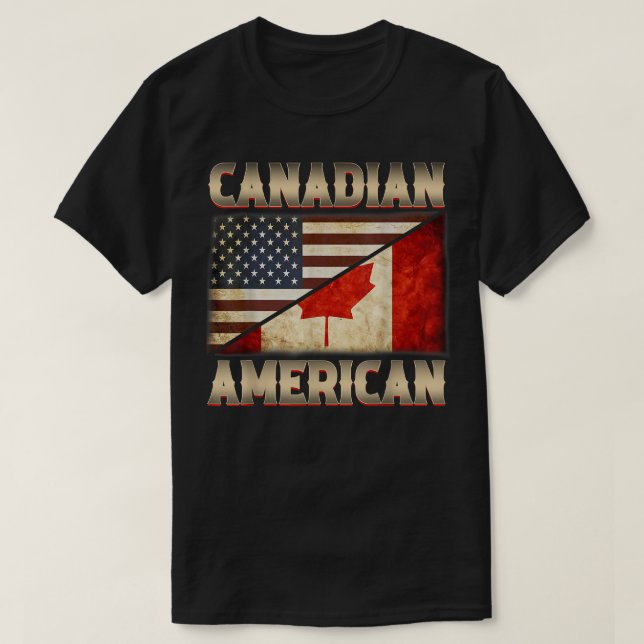 Cute Canada Day Canadian American Canadian US Flag T-Shirt (Design Front)