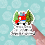 Cute Canada Postal Worker Thanks Christmas Truck<br><div class="desc">Canadian Postal employees work hard,  especially during the busy Christmas season!  Show them your appreciation with this fun thank you sticker!  This cute postal truck sticker is sure to bring a little smile to Canada posties this winter as your packages make their way to your customers!</div>