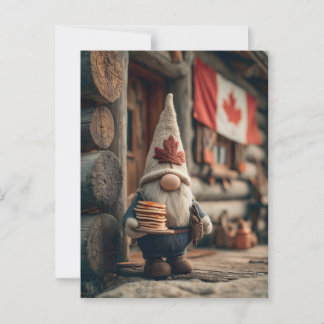 Cute Canadian Gnome with Pancakes Postcard
