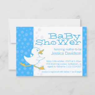 Cute canard baby shower aqua bleu invitation