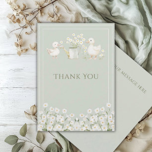Cute Canards & Marguerites Carte Merci Plate pour