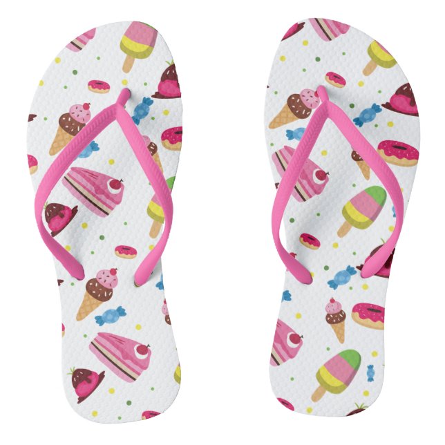 Cute candy and sweet coloured pattern flip flops (Footbed)