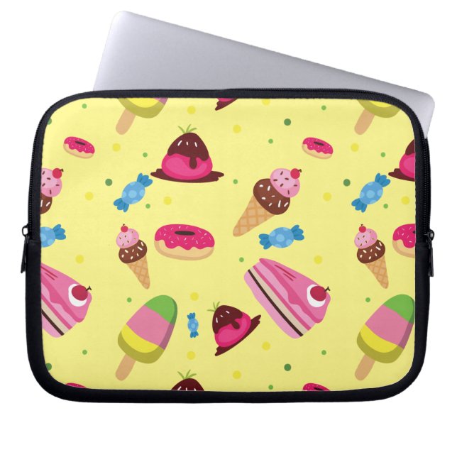 Cute candy and sweet coloured pattern laptop sleeve (Front)