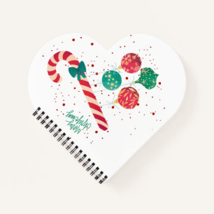 Cute Candy Cane and Christmas Ornaments Holiday. Notebook
