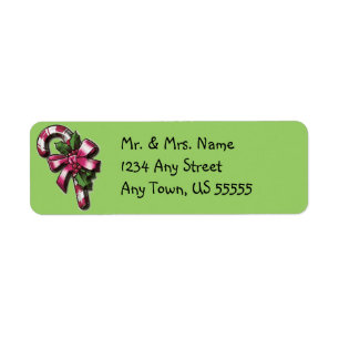 Cute Candy Cane Christmas Address Labels