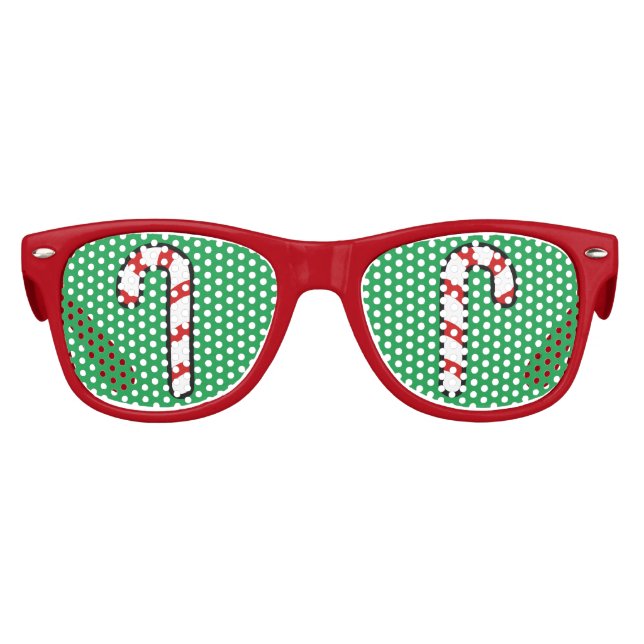 Cute Candy Cane Green Red Christmas Party Kids Sunglasses (Front)