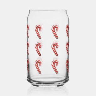 Cute Candy Cane Pattern Christmas  Can Glass