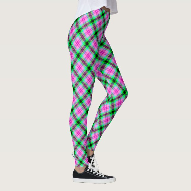 Cute Candy Cane Princess Tartan Plaid Leggings (Right)