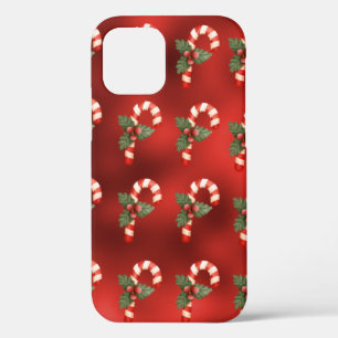 Cute Candy Cane Red Metallic Holiday iPhone 12 Case