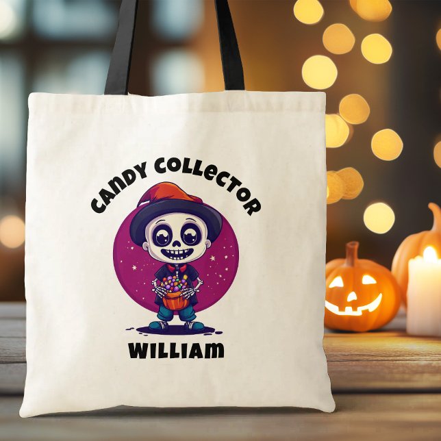 Cute Candy Collector Skeleton Boys Halloween Tote Bag (Cute Candy Collector Skeleton Boys Halloween Tote Bag)