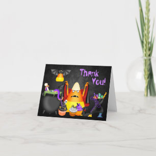 Cute Candy Corn and Spooky Treats Halloween Thank You Card