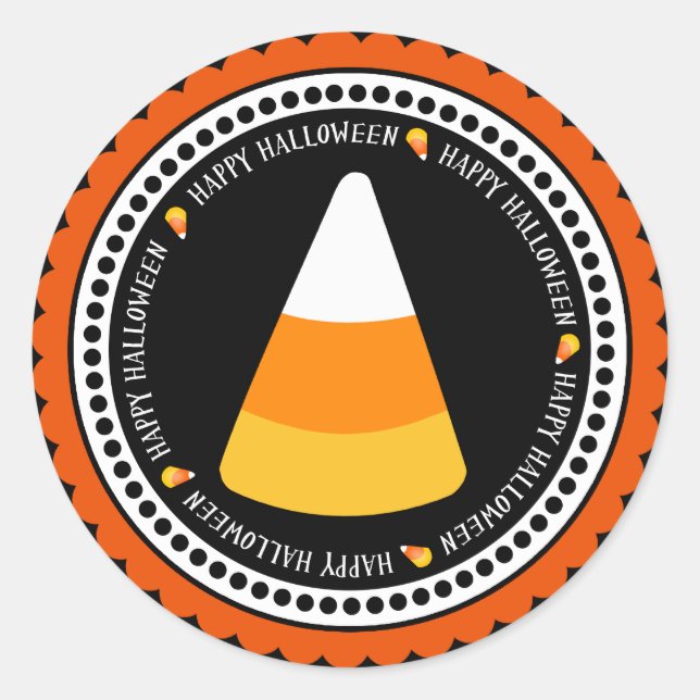 Cute Candy Corn Happy Halloween  Classic Round Sticker (Front)