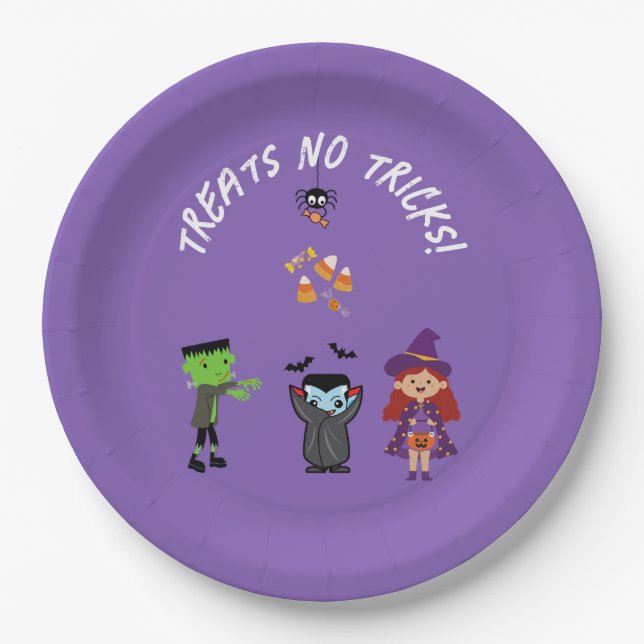 Cute Candy Corn Kids Halloween Costume Party Paper Plate (Front)