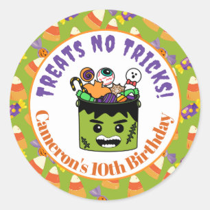Cute Candy Corn Kids Halloween Party Monster Classic Round Sticker