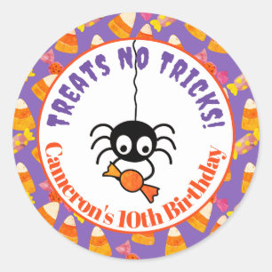 Cute Candy Corn Kids Halloween Party Spider Classic Round Sticker