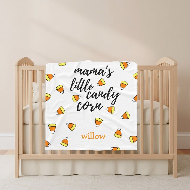 Cute Candy Corn Pattern Custom Fleece Blanket (Add your little candy corn's name to this cute fleece blanket)