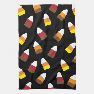 Cute Candy Corn Pattern Halloween Kitchen Towel
