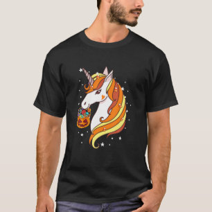 Cute Candy Corn Unicorn Halloween Costume Pumpkin T-Shirt
