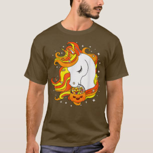 Cute Candy Corn Unicorn Pumpkin Halloween Women Gi T-Shirt
