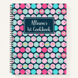 Cute Candy Cupcakes Dots Pattern 1st Cookbook Notebook