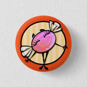 CUTE CANDY GIRL ILLUSTRATION SMALL ROUND BUTTON