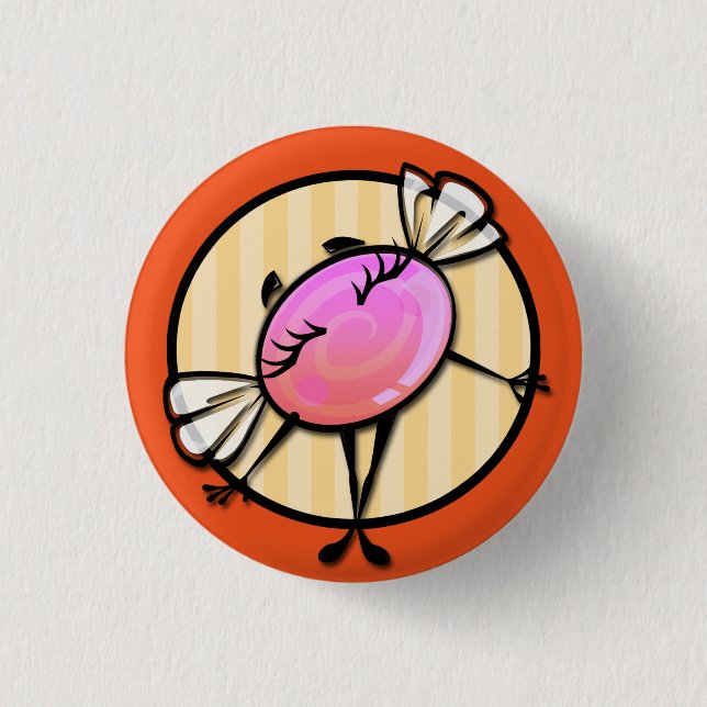 CUTE CANDY GIRL ILLUSTRATION SMALL ROUND BUTTON (Front)