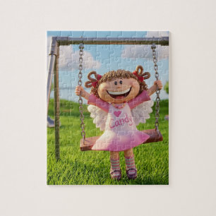Cute Candy Girl on Swing Jigsaw Puzzle Adorable