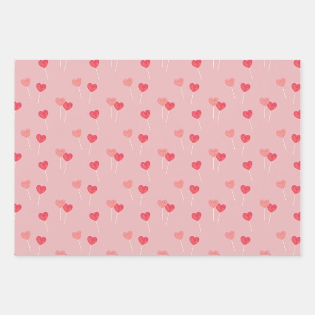 Cute Candy Heart Papier Papier Plat Set de 3 (Devant)