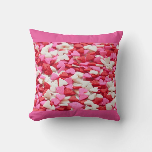 Cute Candy Heart Pattern Throw Pillow (Front)