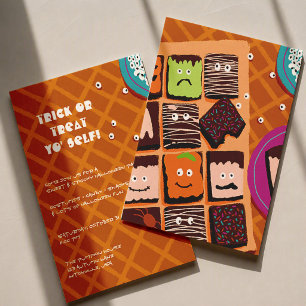 Cute Candy Monster Halloween Party Trick or Treat Invitation