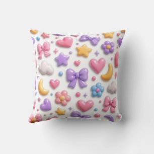 Cute Candy Pastel Icons Pattern Throw Pillow