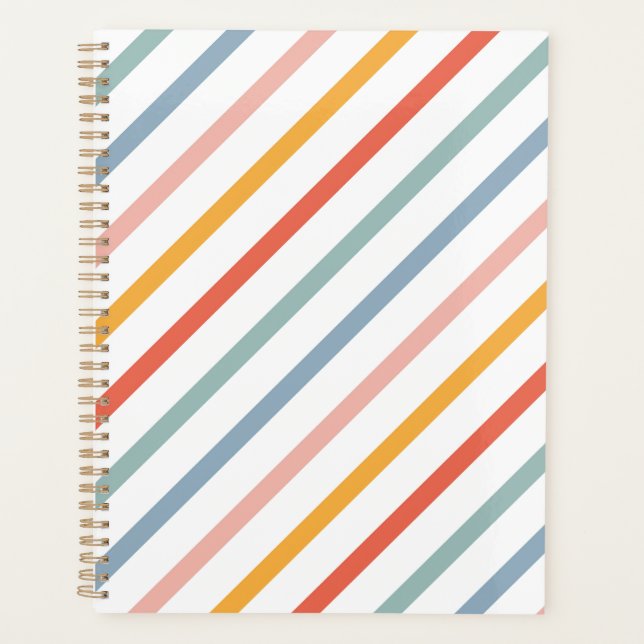 Cute Candy Striped Diagonal Planner (Front)
