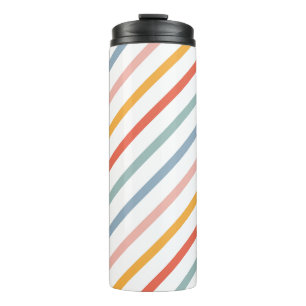 Cute Candy Striped Diagonal Thermal Tumbler