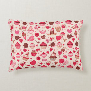 Cute Candy & Sweets Valentine Seamless Pattern  Accent Pillow