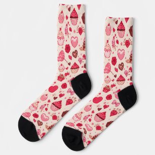 Cute Candy & Sweets Valentine Seamless Pattern Socks