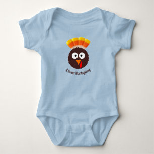 Cute Candy Thanksgiving Turkey Baby Bodysuit