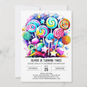Cute Candyland Editable Birthday Invitation