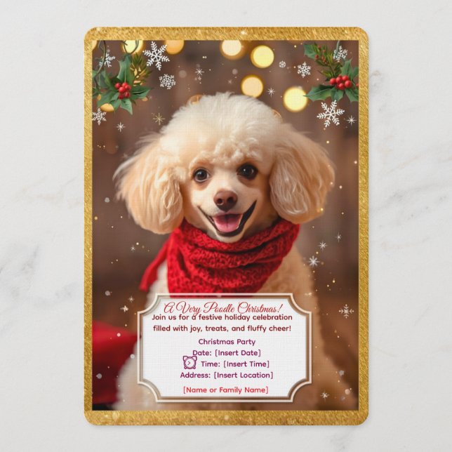 Cute Caniche Christmas Party Invitation (Front)