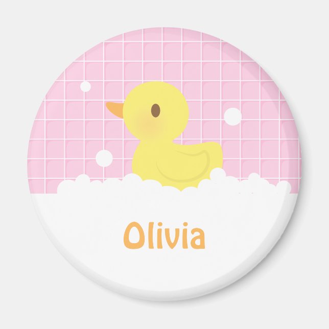 Cute caoutchouc Ducky dans Douche Girls Magnet (Devant)