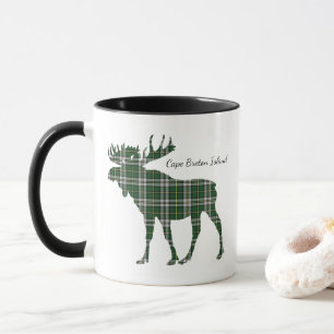 Cute Cape Breton Island moose tartan coffee mug
