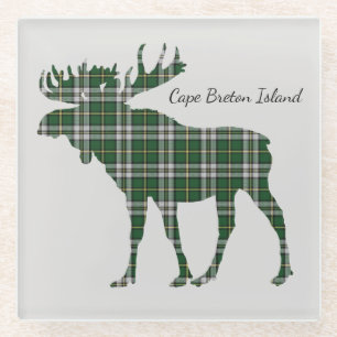 Cute Cape Breton Island moose tartan drink coaster