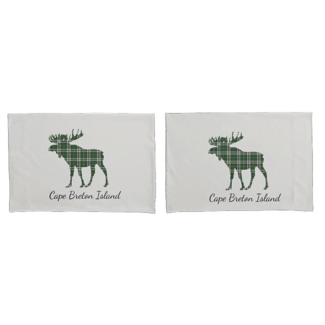 Cute Cape Breton Island moose tartan pillow cases (Front-Set)