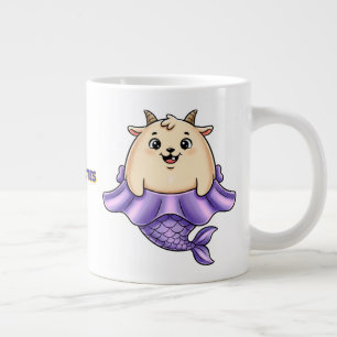 Cute Capricorn Cartoon – Whimsical Zodiac Large Coffee Mug