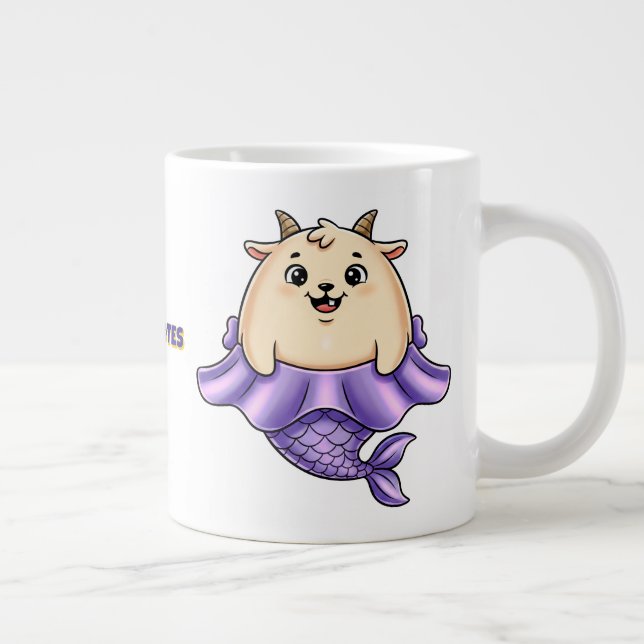 Cute Capricorn Cartoon – Whimsical Zodiac Large Coffee Mug (Right)