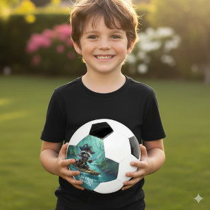 Cute Captain Raccoon Rafting Down the River Soccer Ball