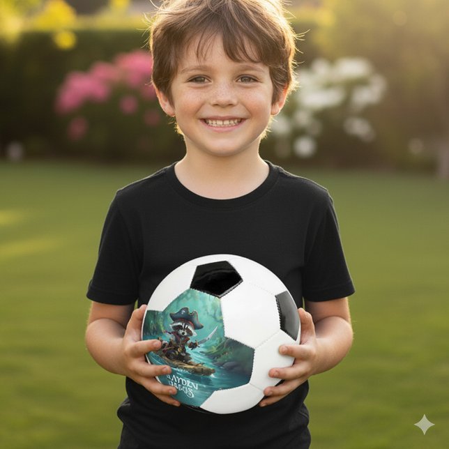 Cute Captain Raccoon Rafting Down the River Soccer Ball (Captain Raccoon Rafting Down the River Soccer Ball Cover Photo)